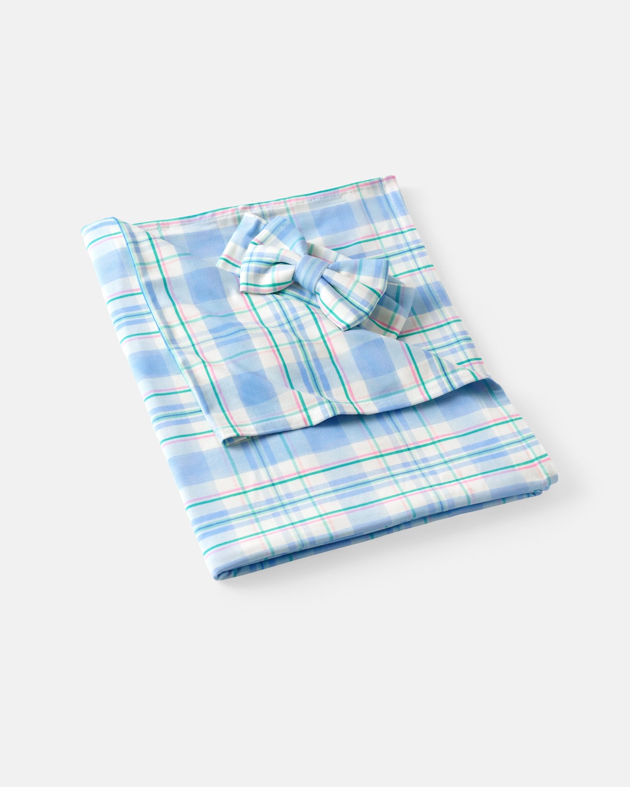 Springtime Plaid Swaddle & Luxe Bow Headband Set - Image 4