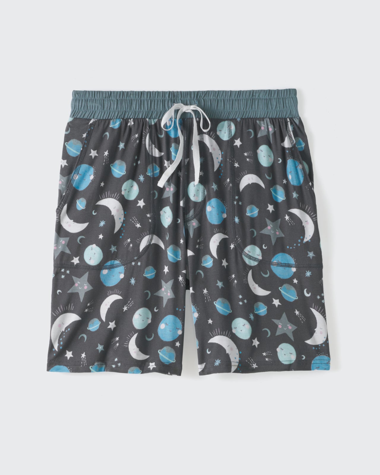 Blue To the Moon & Back Men's Bamboo Viscose Pajama Shorts - Image 3