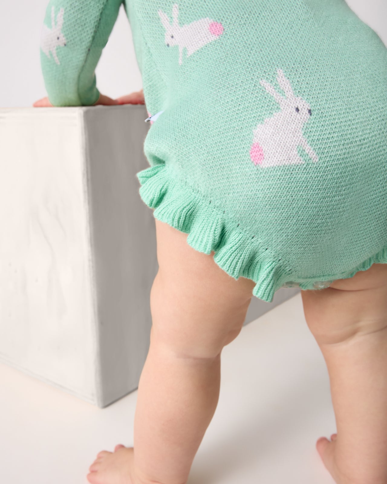 Blush Bunnies Sweater Bubble Romper - Image 2