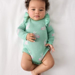 Blush Bunnies Sweater Bubble Romper