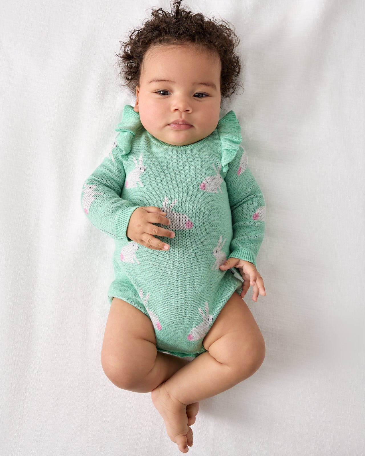 Blush Bunnies Sweater Bubble Romper