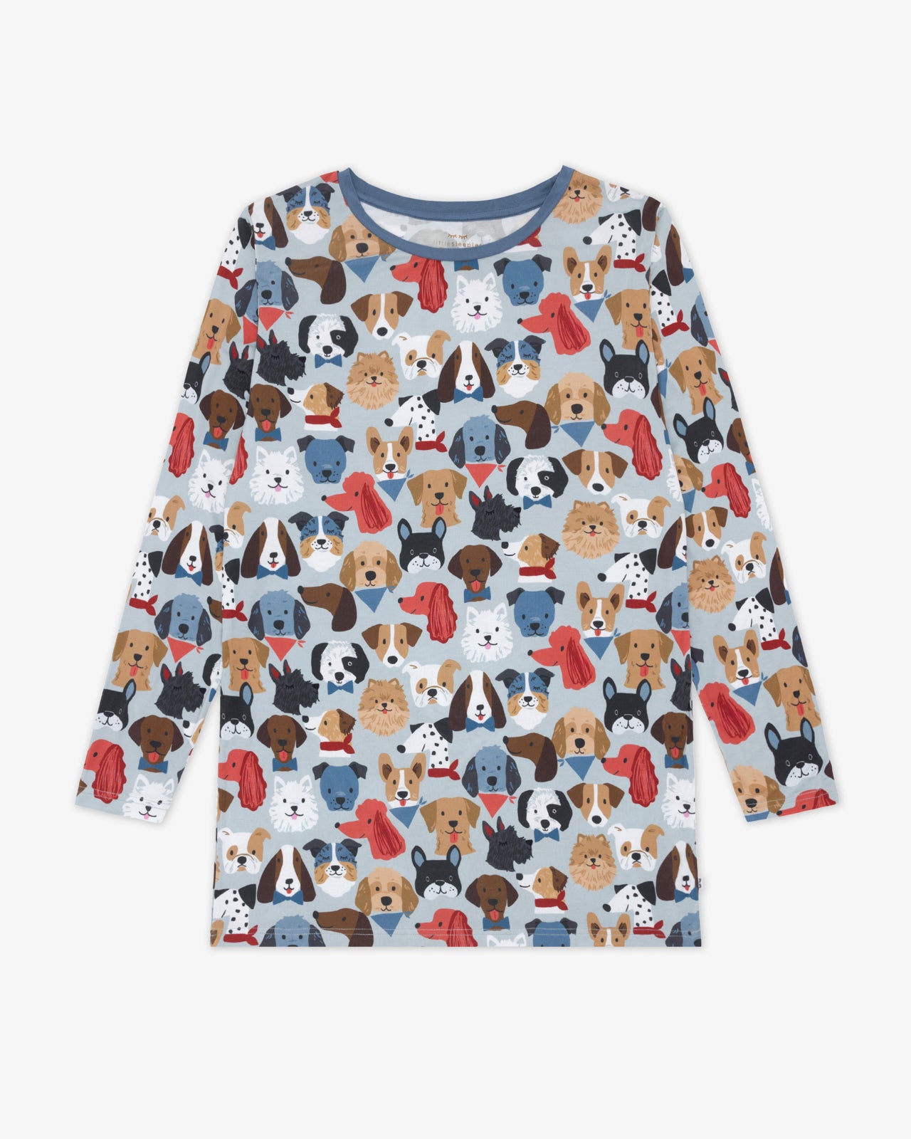 Gray Puppy Parade Men's Long Sleeve Pajama Top - Image 6