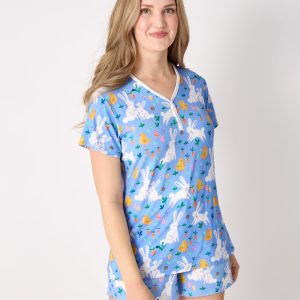 Bunny Patch Women's Short Sleeve Pajama Top