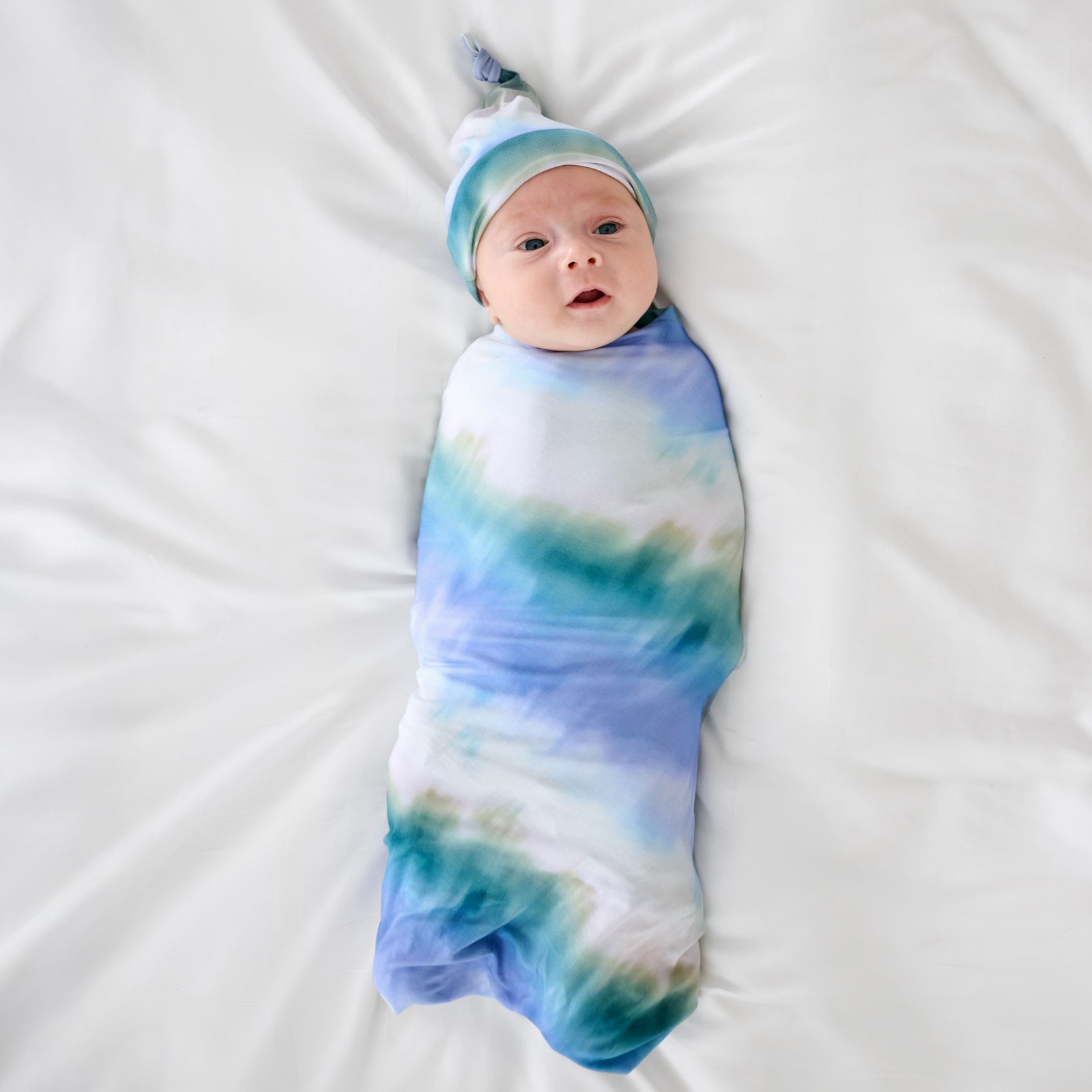Blue Cosmic Mist Swaddle & Hat Set