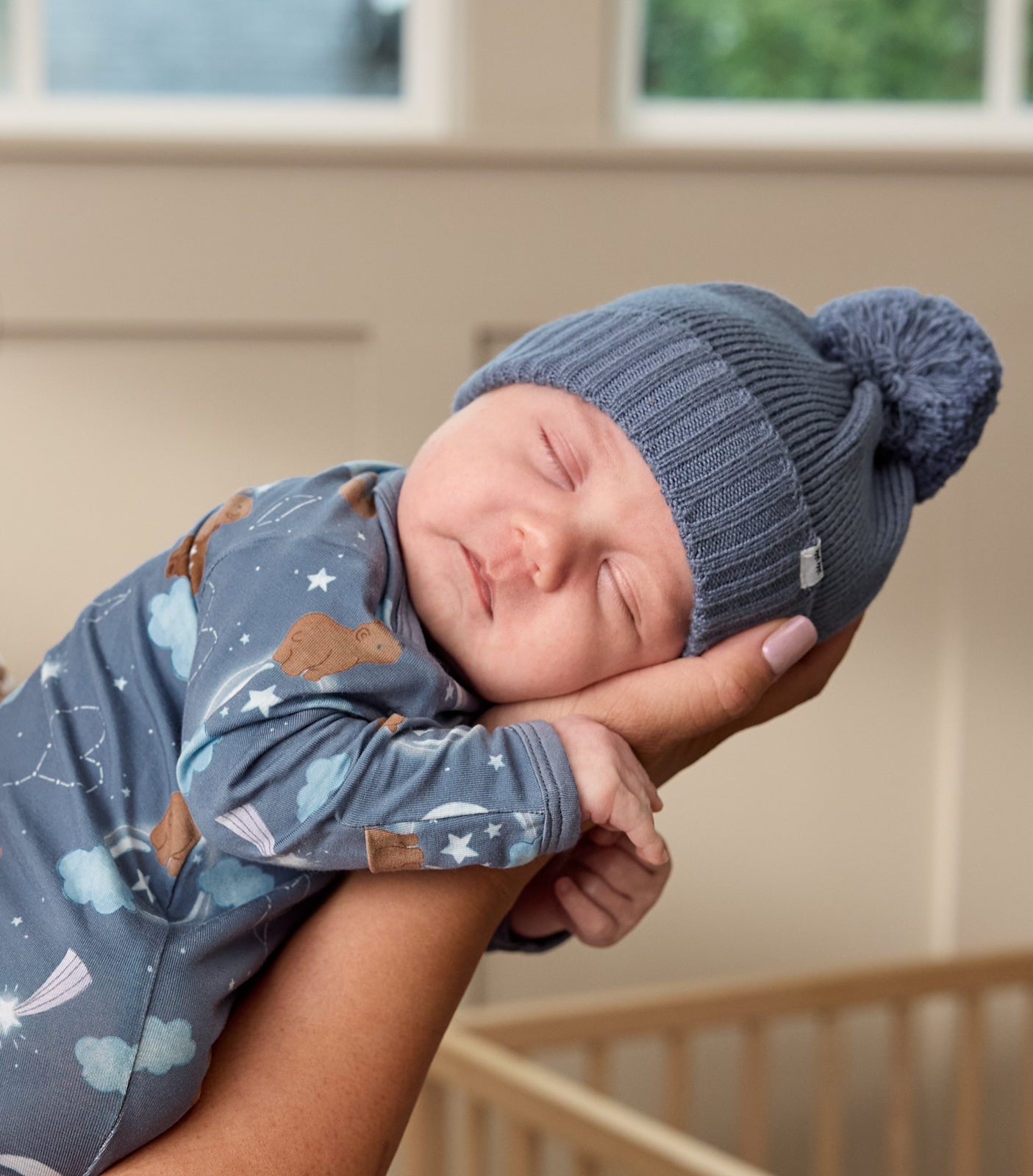 Hazy Blue Sweater Beanie Hat - Image 2