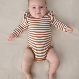 Chestnut Brown Stripe Flutter Bodysuit