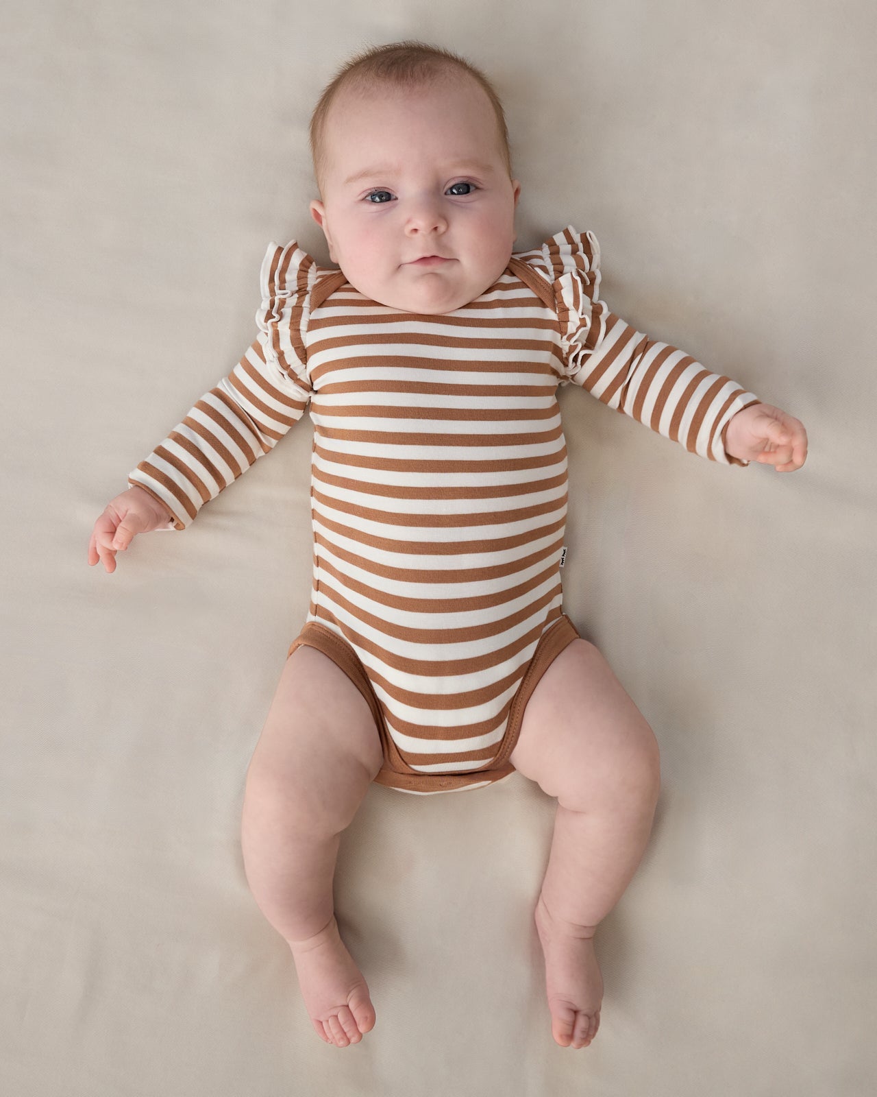 Chestnut Brown Stripe Flutter Bodysuit