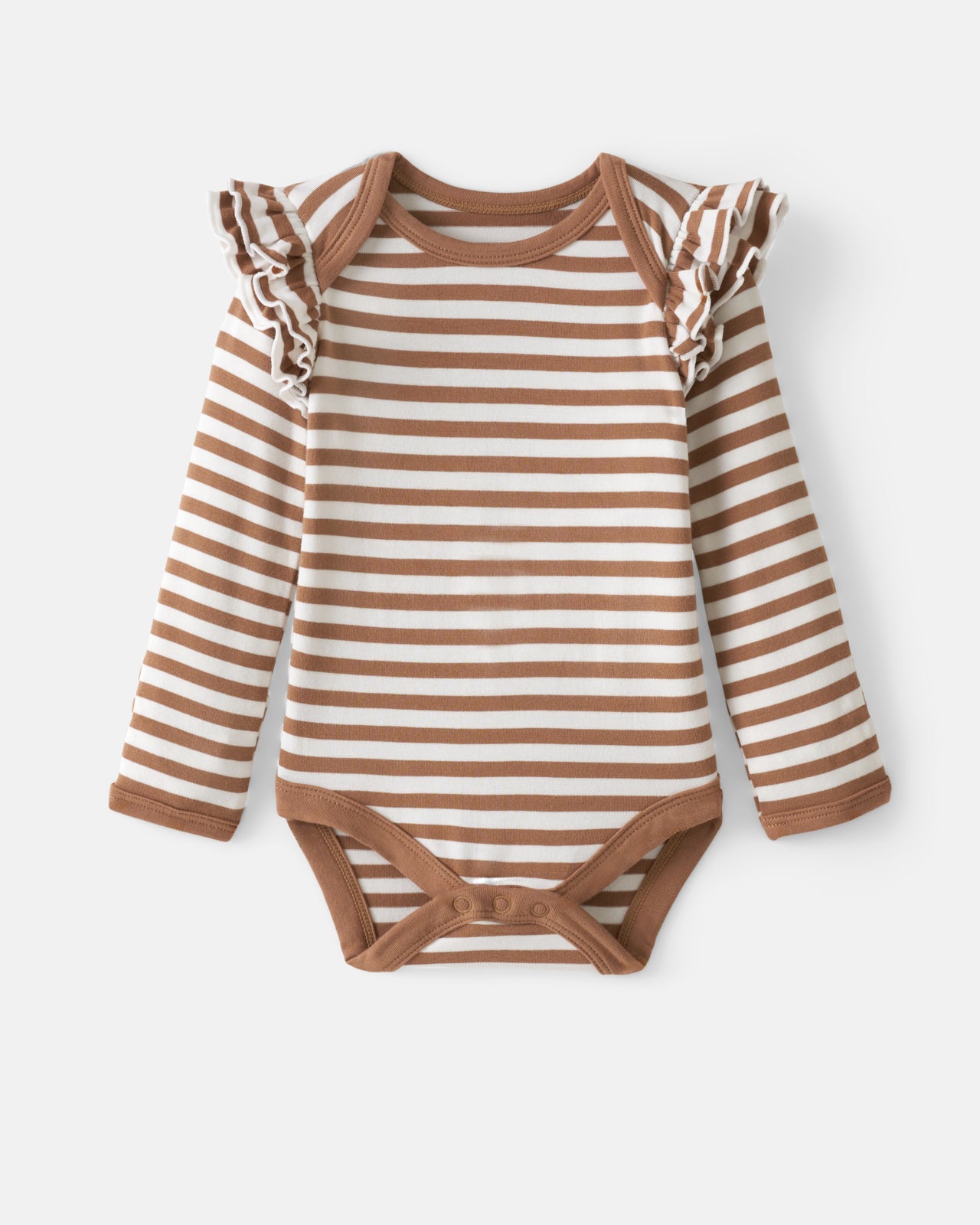Chestnut Brown Stripe Flutter Bodysuit - Image 4