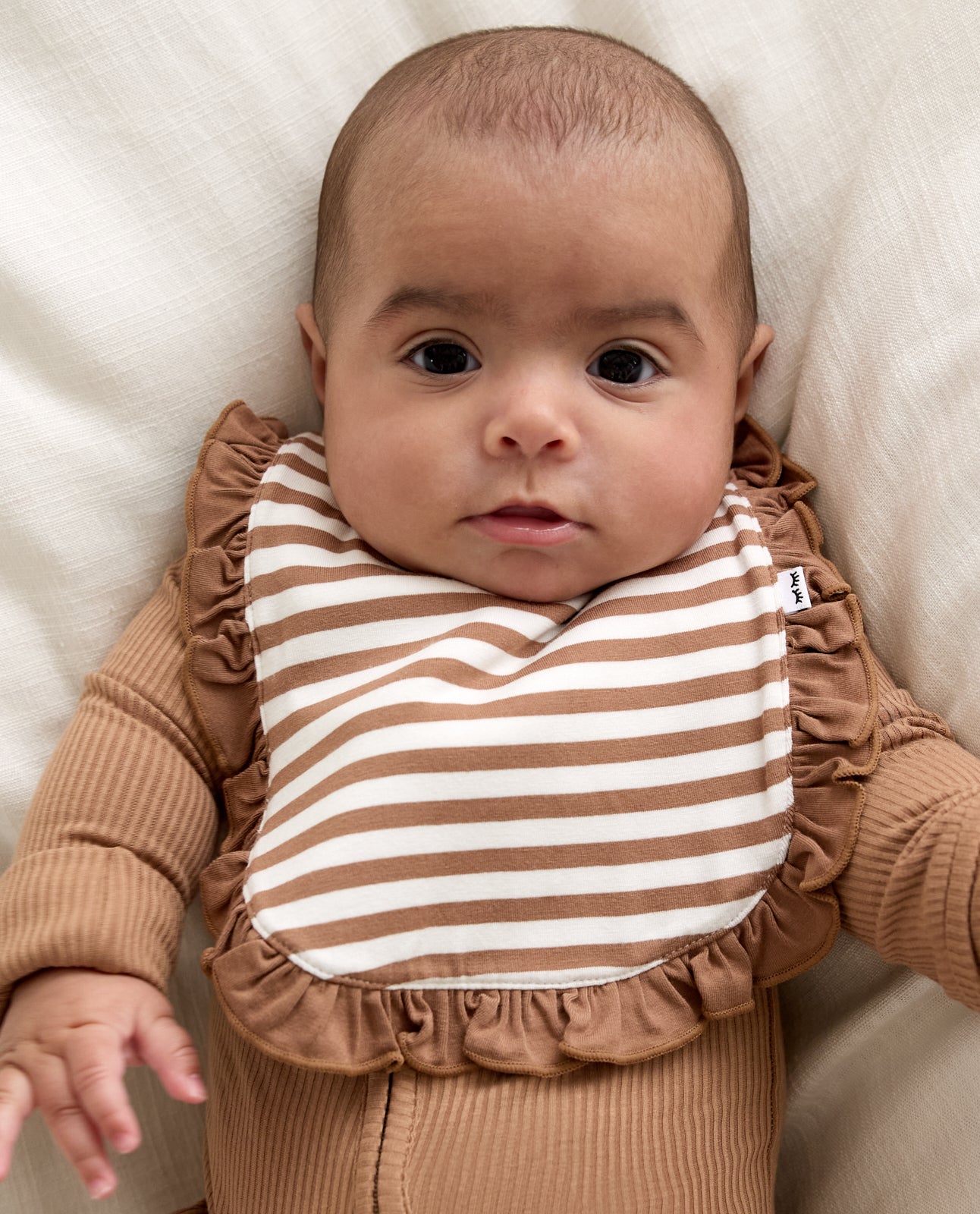 Chestnut Brown Stripe Ruffle Bib - Image 2