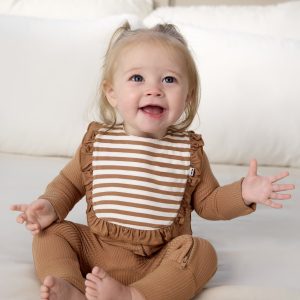 Chestnut Brown Stripe Ruffle Bib