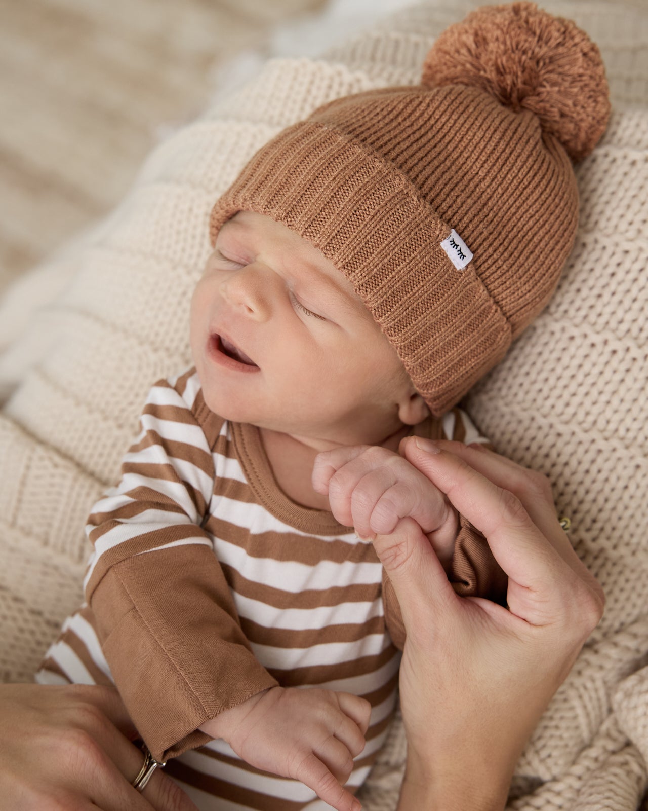 Chestnut Brown Sweater Beanie Hat - Image 2