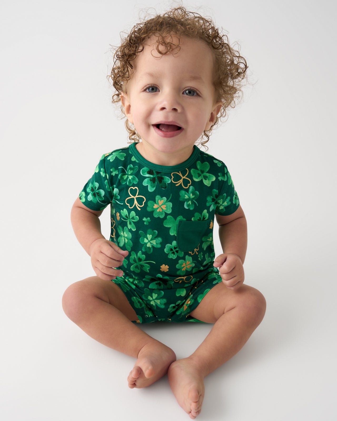 Clover Cuties Pocket Shorty Romper - Image 4