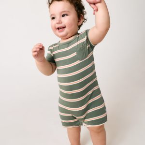 Moss Stripe Pocket Shorty Romper