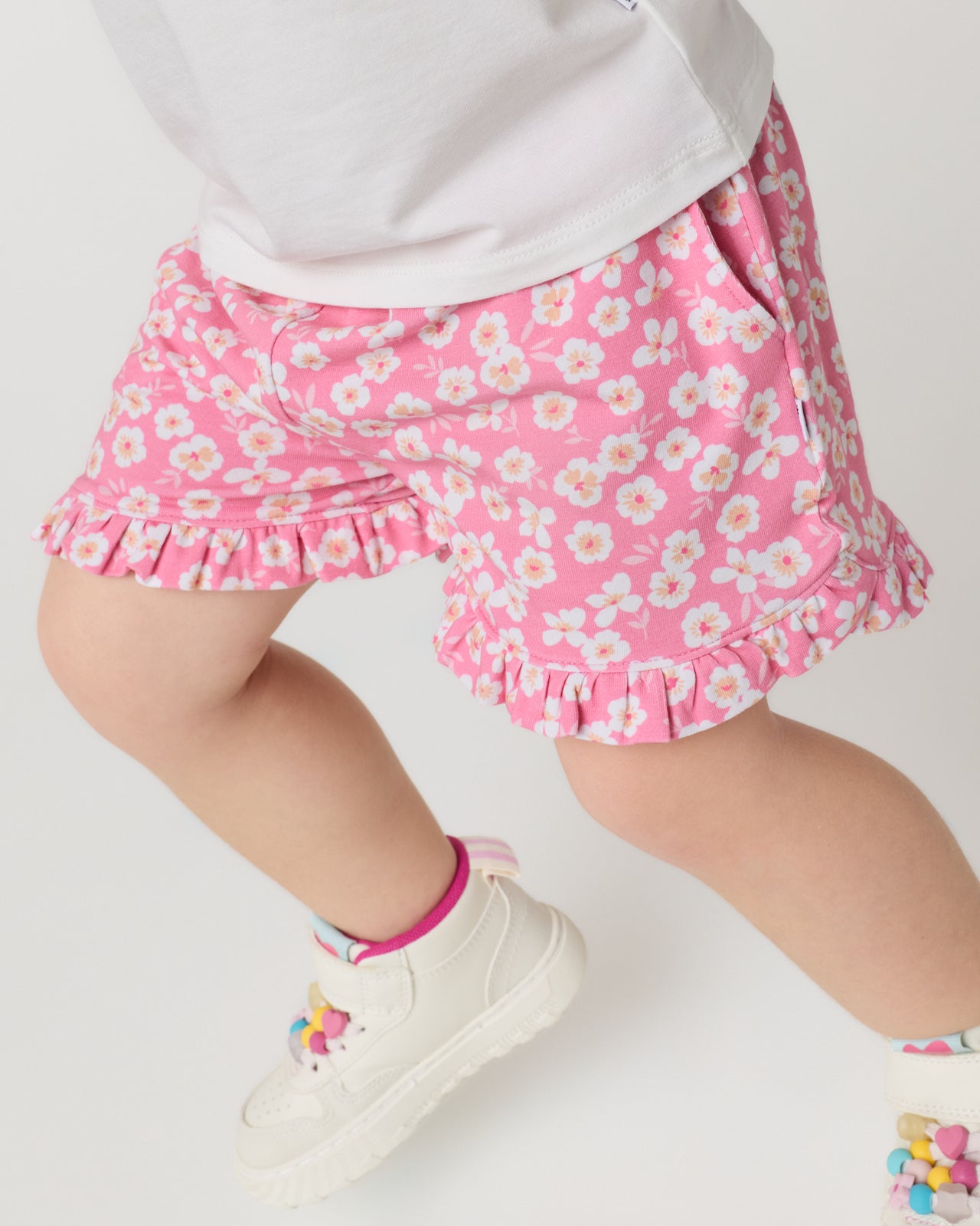 Sweet Pink Petals Ruffle Shorts