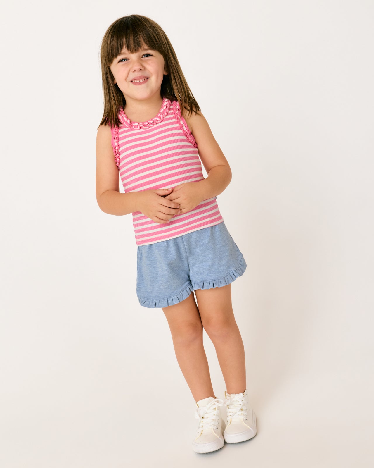 Heather Blue Ruffle Shorts