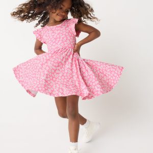 Sweet Pink Petals Flutter Twirl Dress