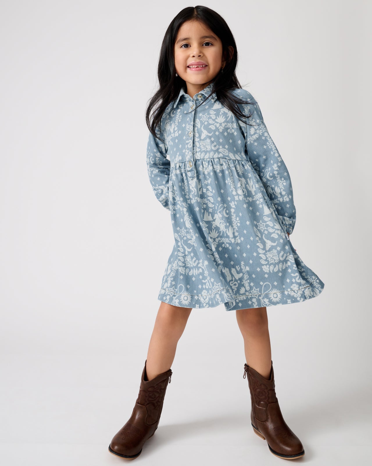 Bandana Blues Denim Shirt Dress