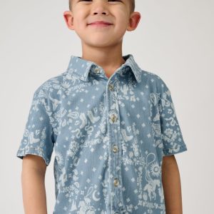 Bandana Blues Denim Button Down Polo