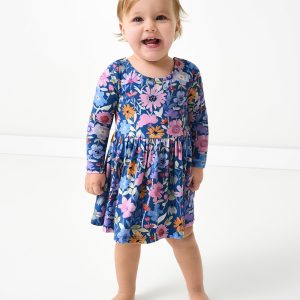 Dusk Blooms Bow Back Skater Dress with Bodysuit