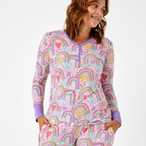 Disco Rainbows Women's Long Sleeve Pajama Top
