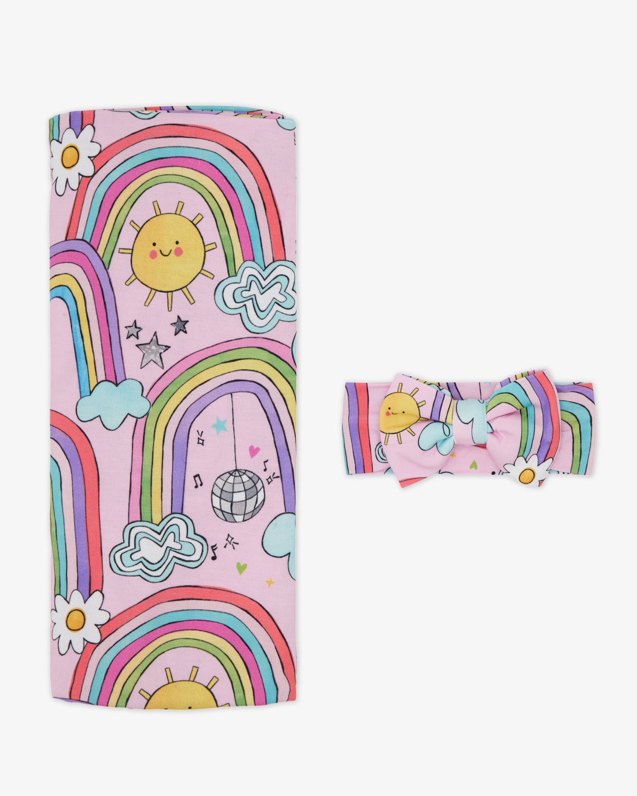 Disco Rainbows Swaddle & Luxe Bow Headband Set - Image 3