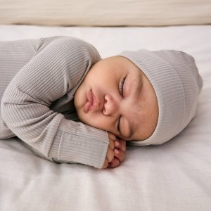 Dove Gray Ribbed Infant Beanie