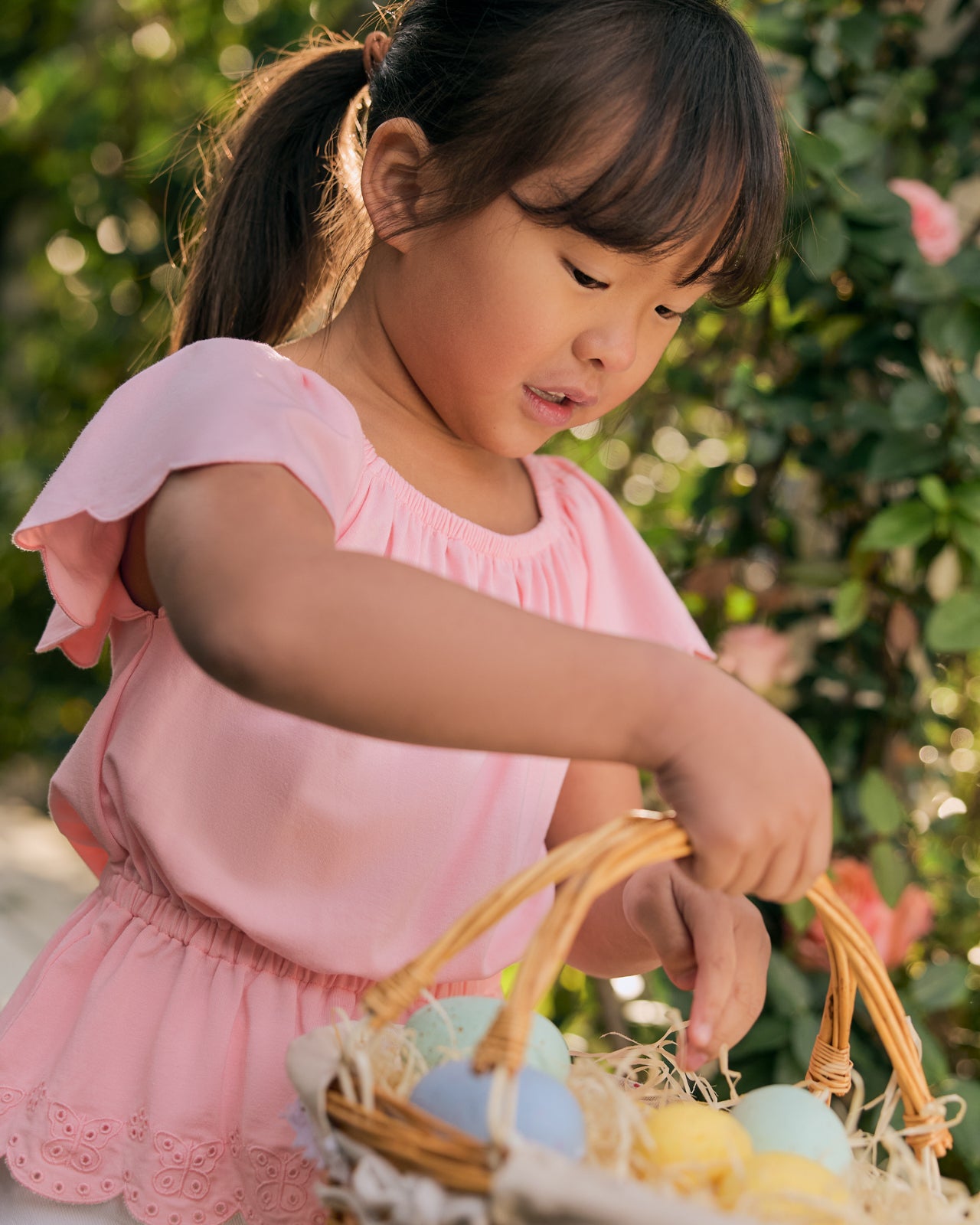 Soft Coral Puff Sleeve Eyelet Top - Image 5