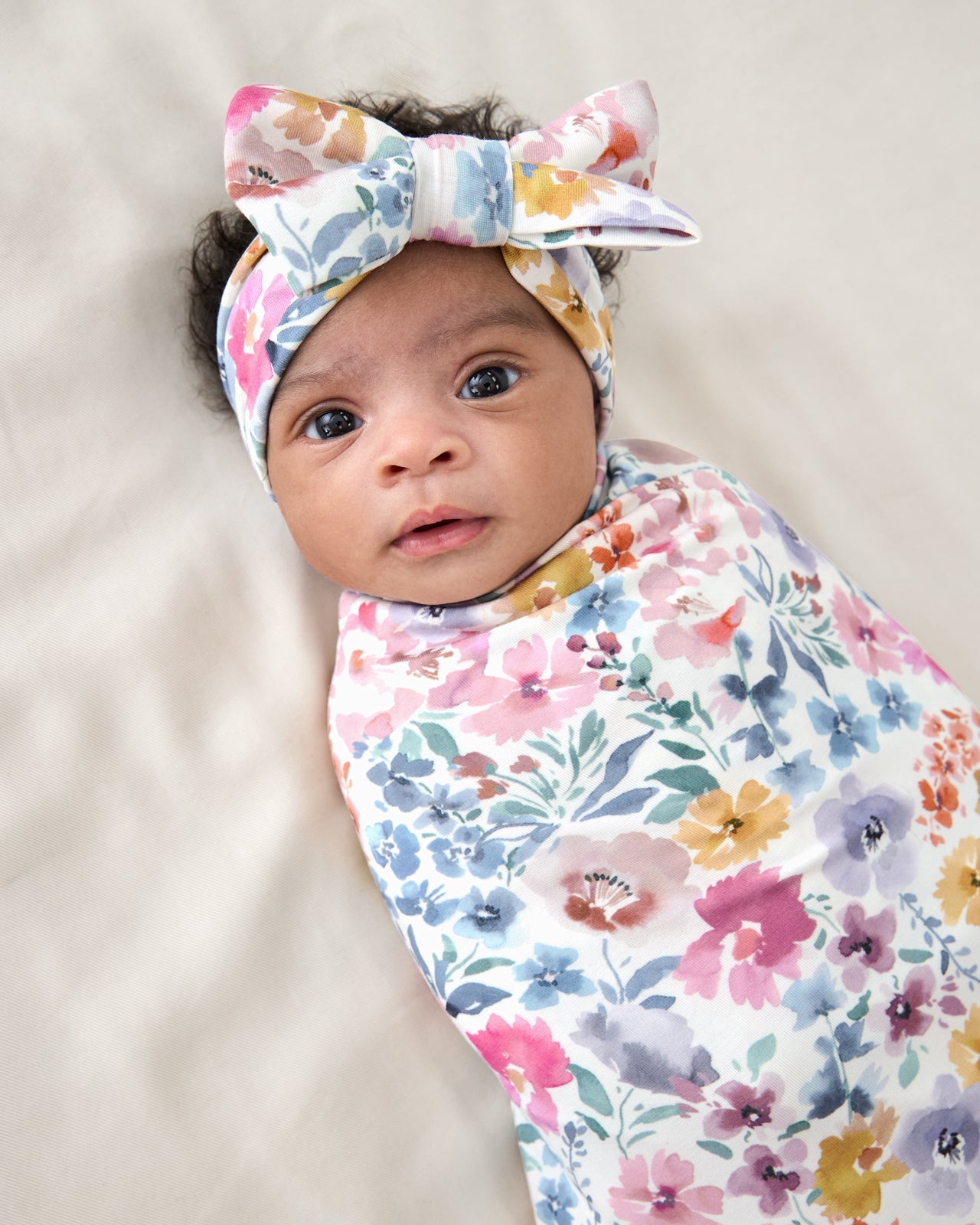Tiny Blooms Swaddle & Luxe Bow Headband Set - Image 2