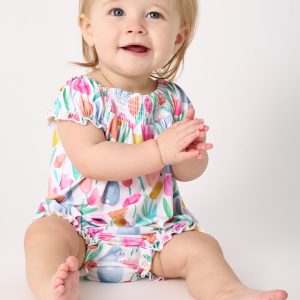 Garden Hop Smocked Bubble Romper