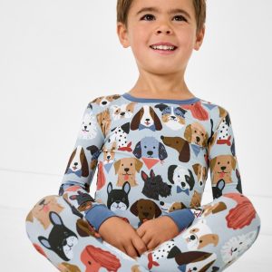 Gray Puppy Parade Two-Piece Pajama Set