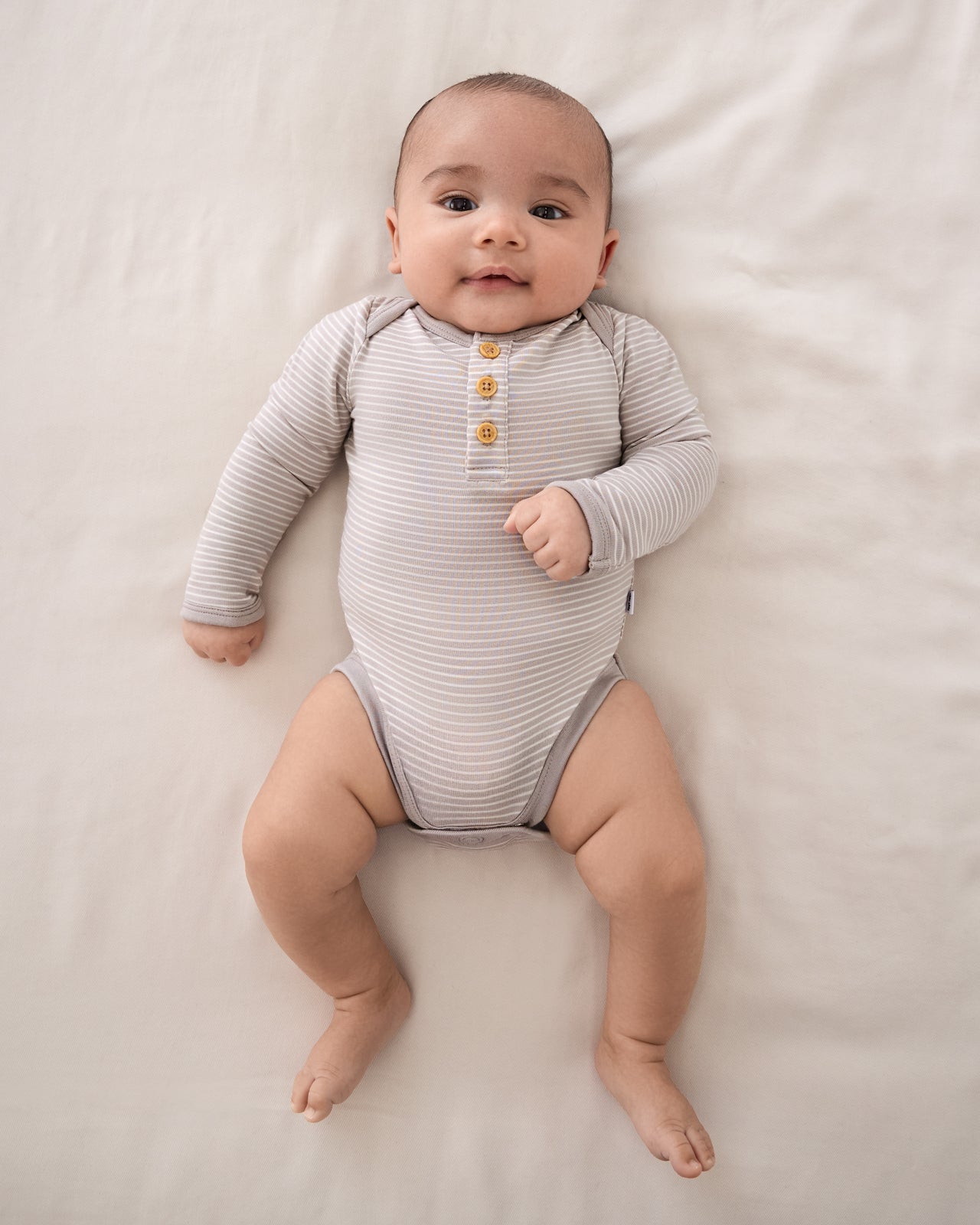 Dove Gray Stripe Henley Bodysuit