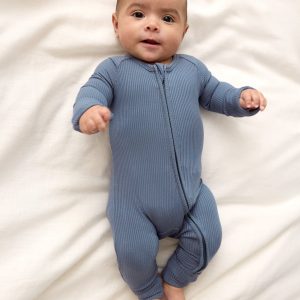 Hazy Blue Ribbed Zippy