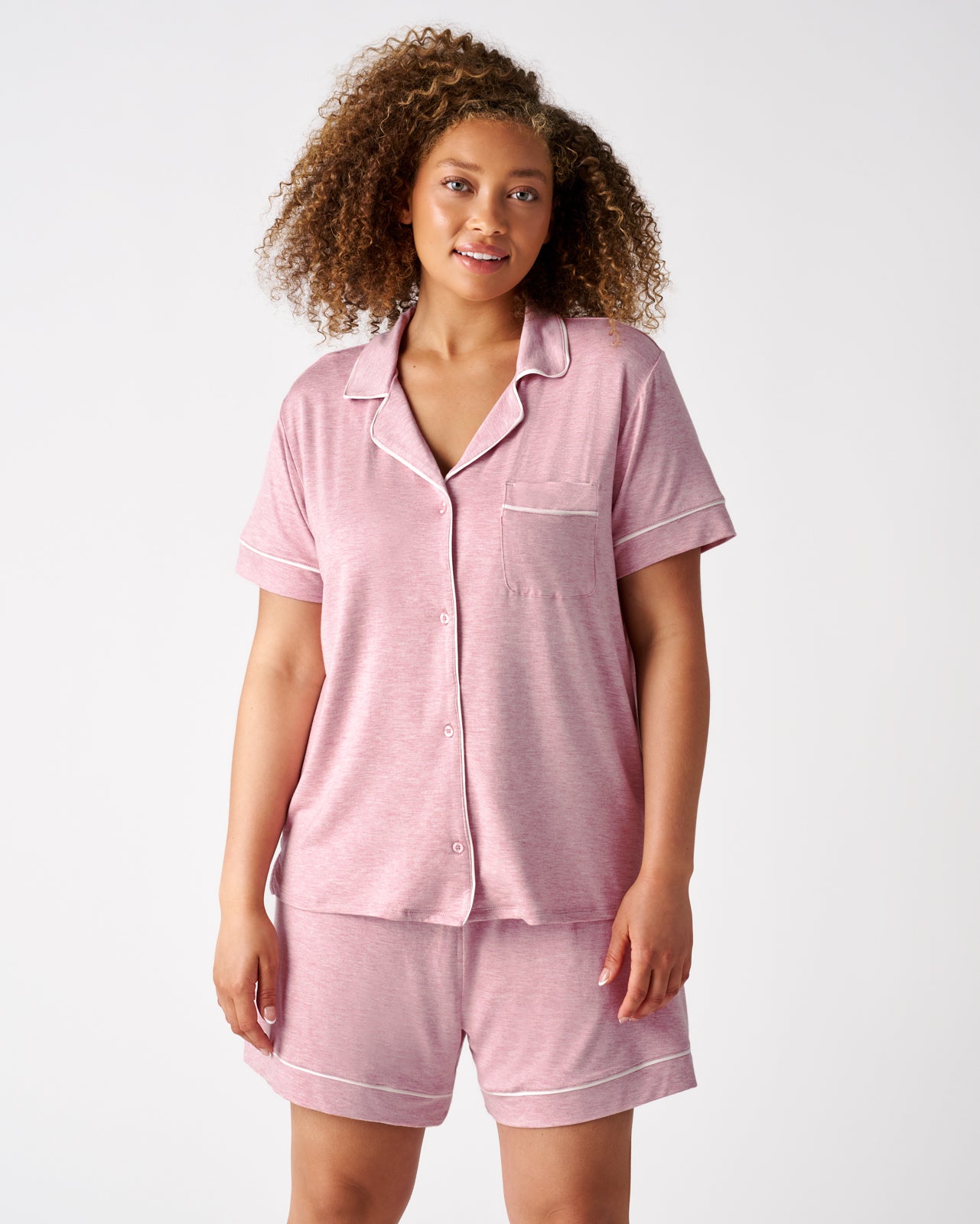 Heather Mauve Women's Short Sleeve & Shorts Pajama Set - Image 3