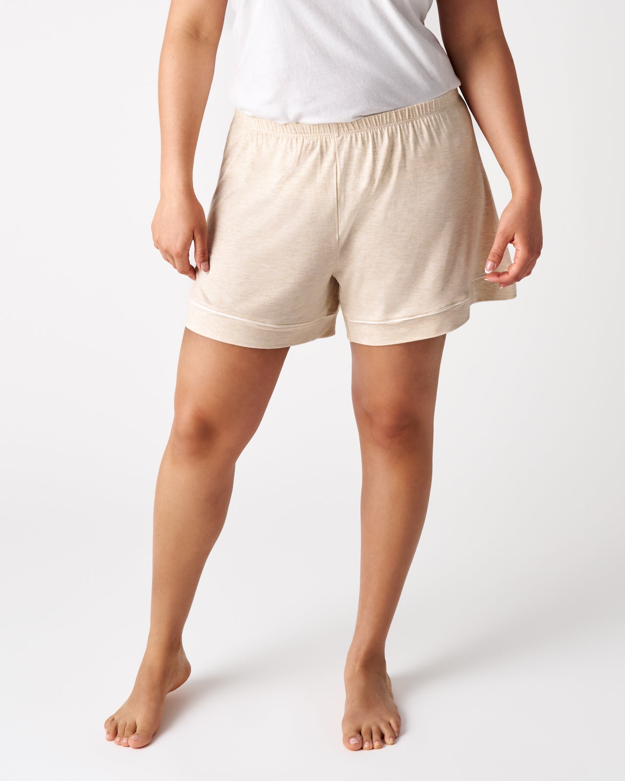 Heather Oatmeal Women's Short Sleeve & Shorts Pajama Set - Image 6