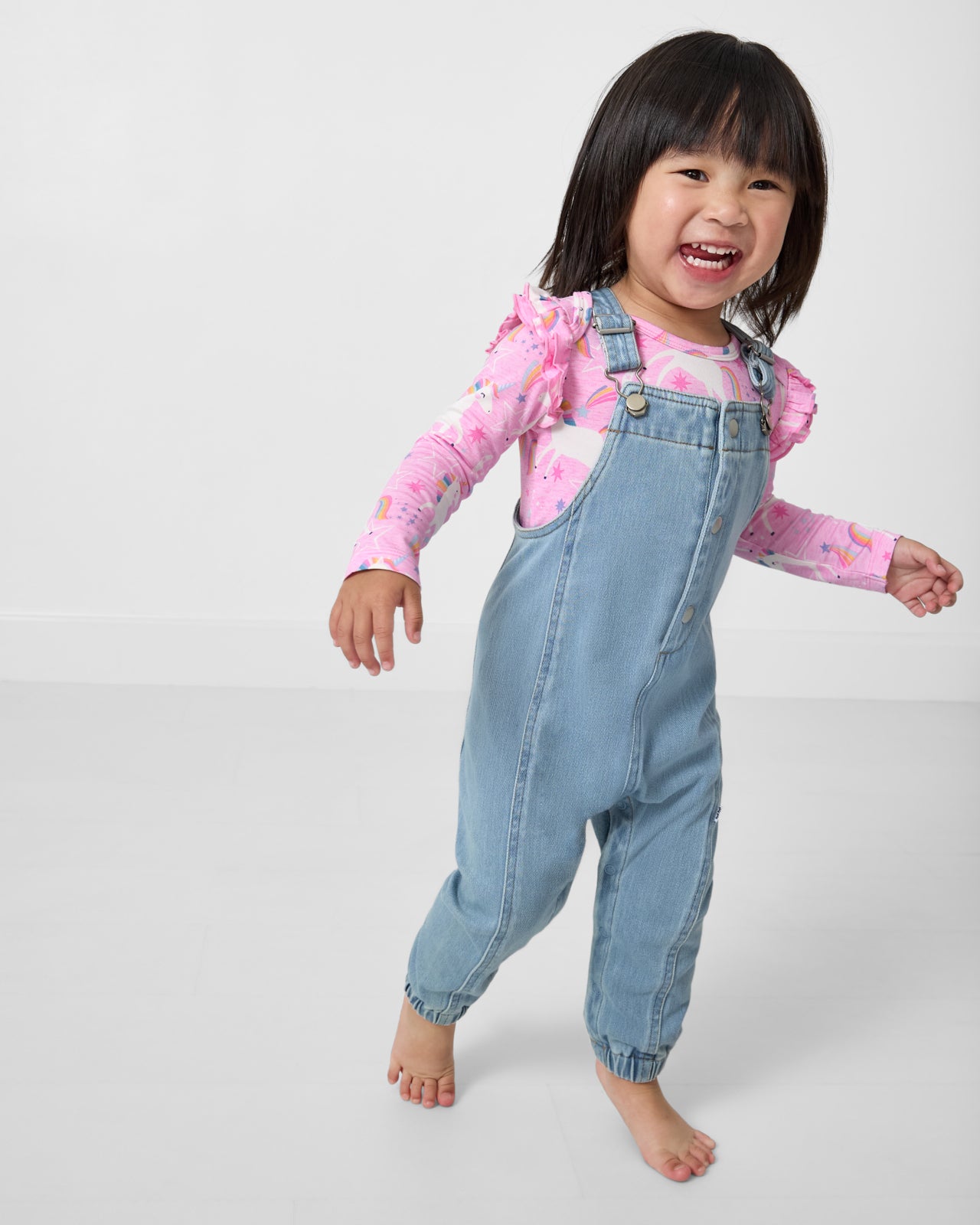 Light Blue Denim Baby Overall Romper - Image 2