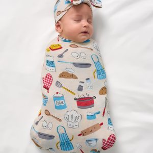 Little Chef Swaddle & Luxe Bow Headband Set