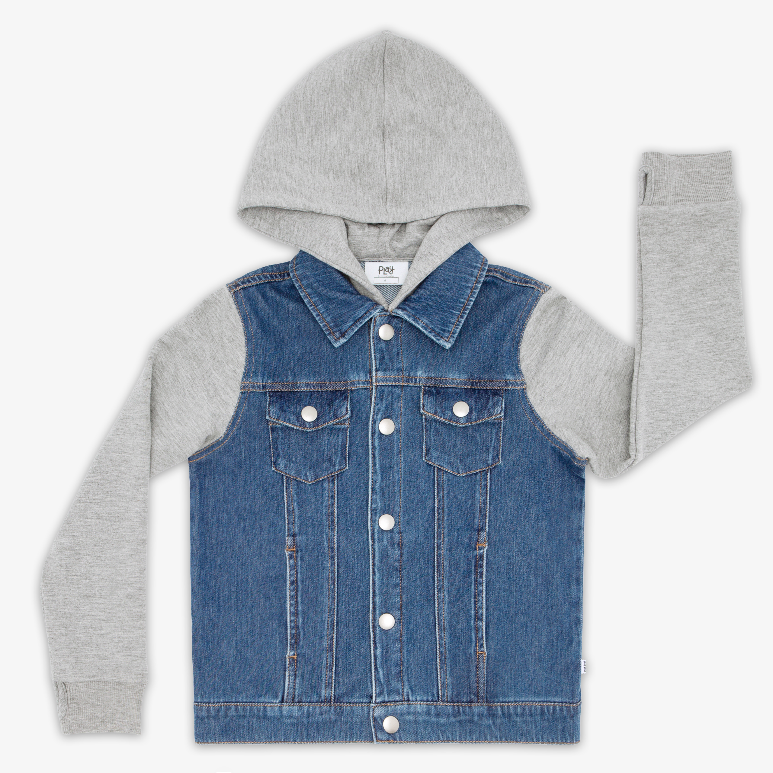 Midwash Blue/Gray Denim Jacket - Image 5