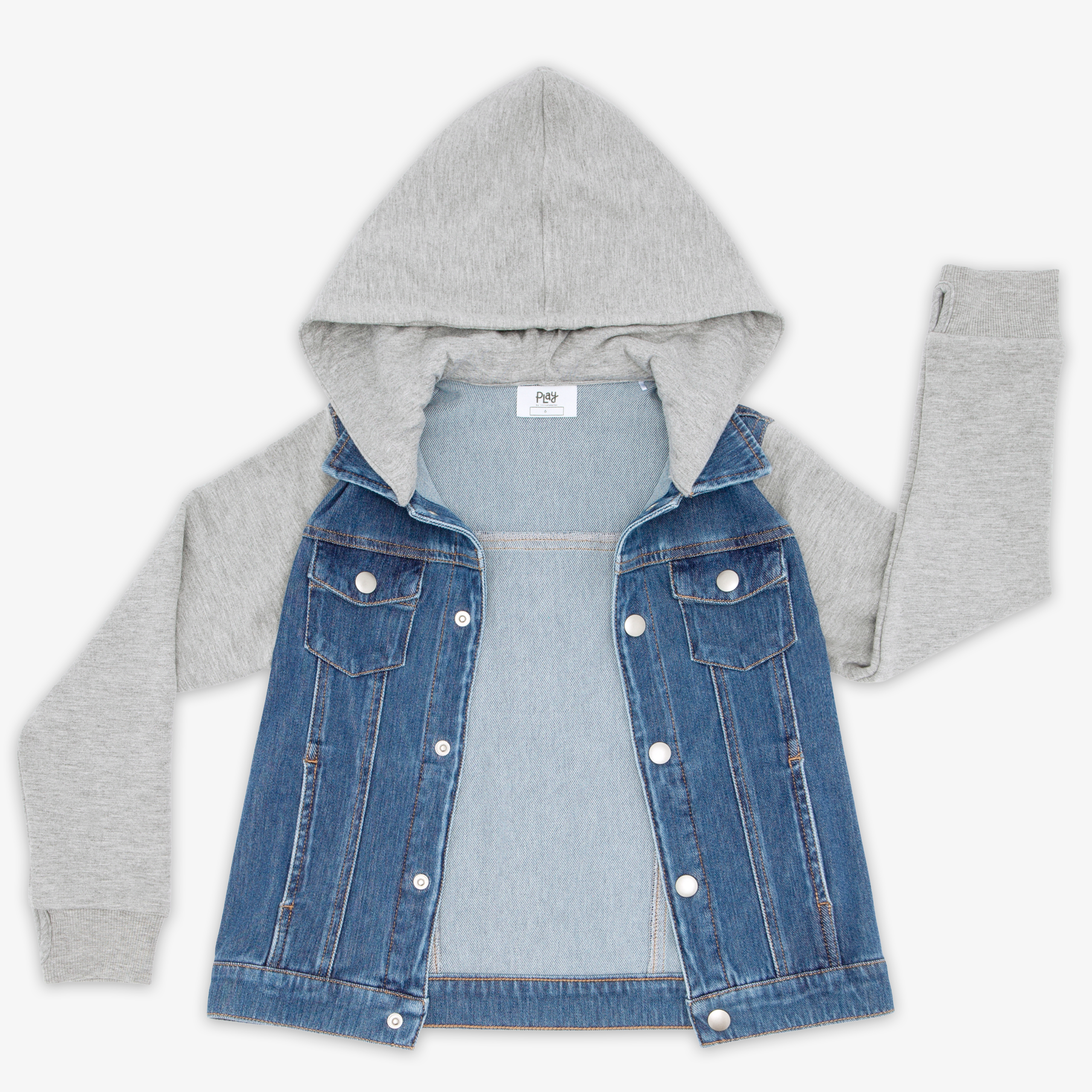 Midwash Blue/Gray Denim Jacket - Image 6
