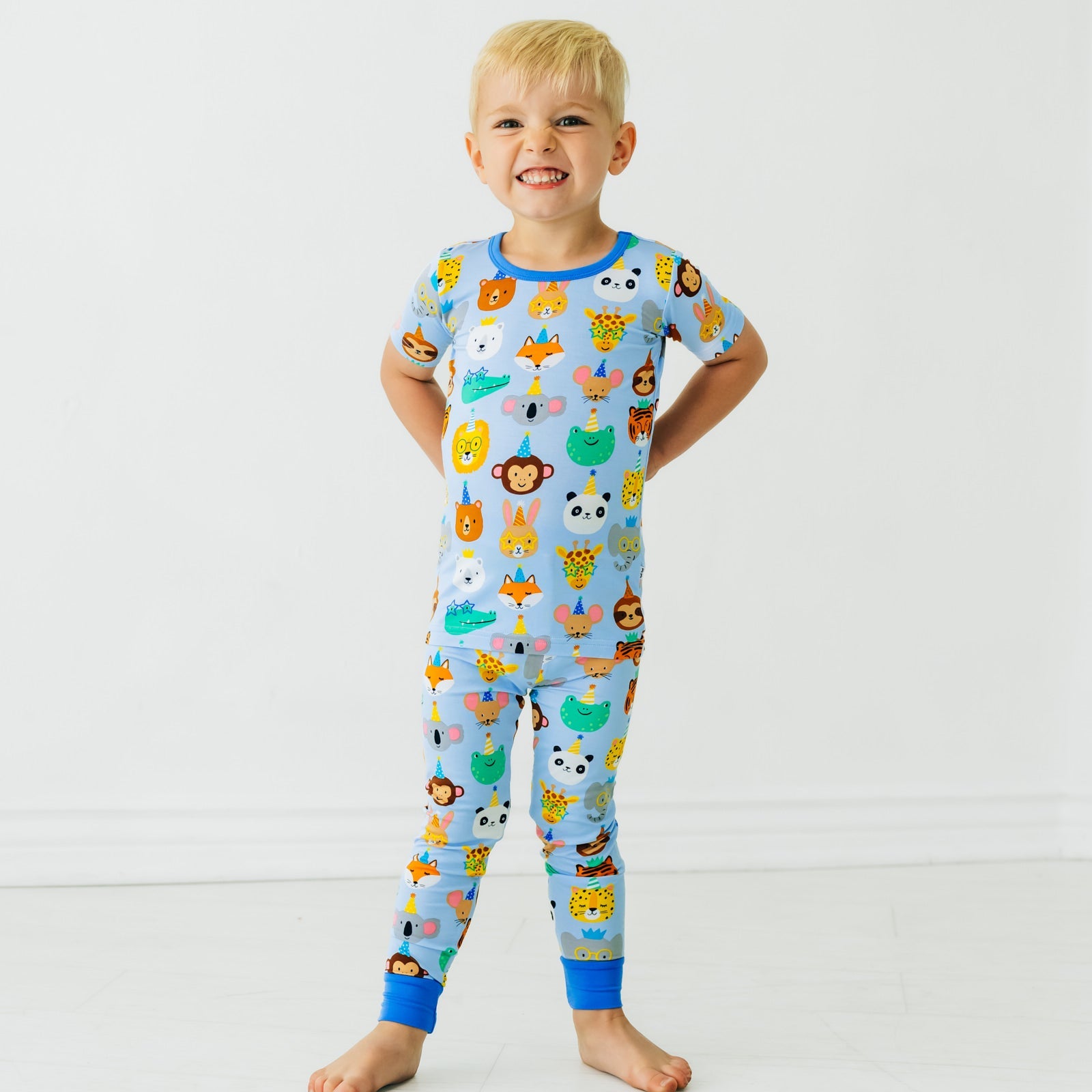 Blue Party Pals Two-Piece Short Sleeve Pajama Set - Image 2
