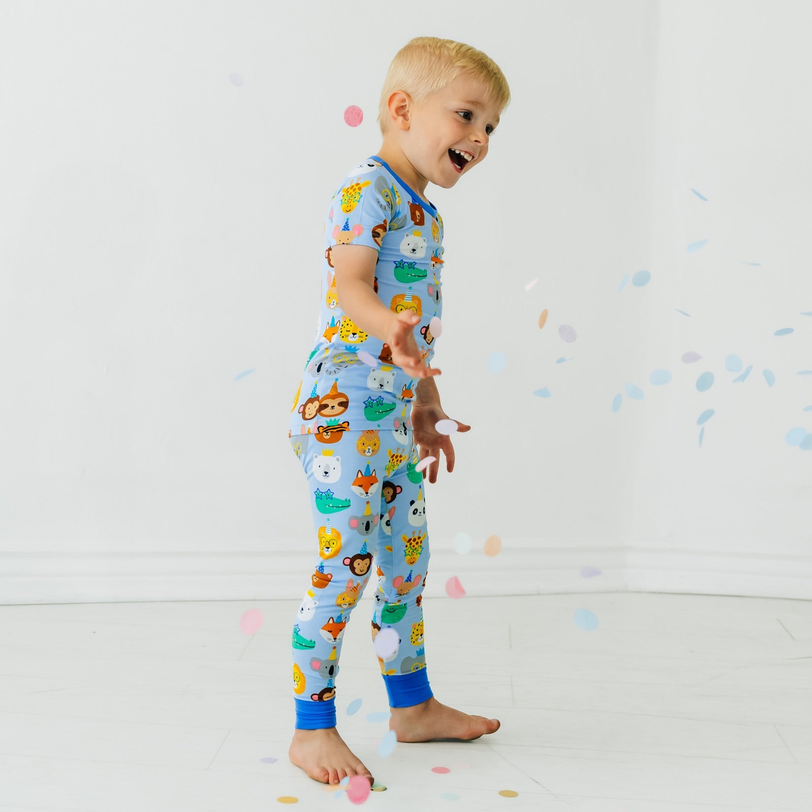 Blue Party Pals Two-Piece Short Sleeve Pajama Set - Image 5