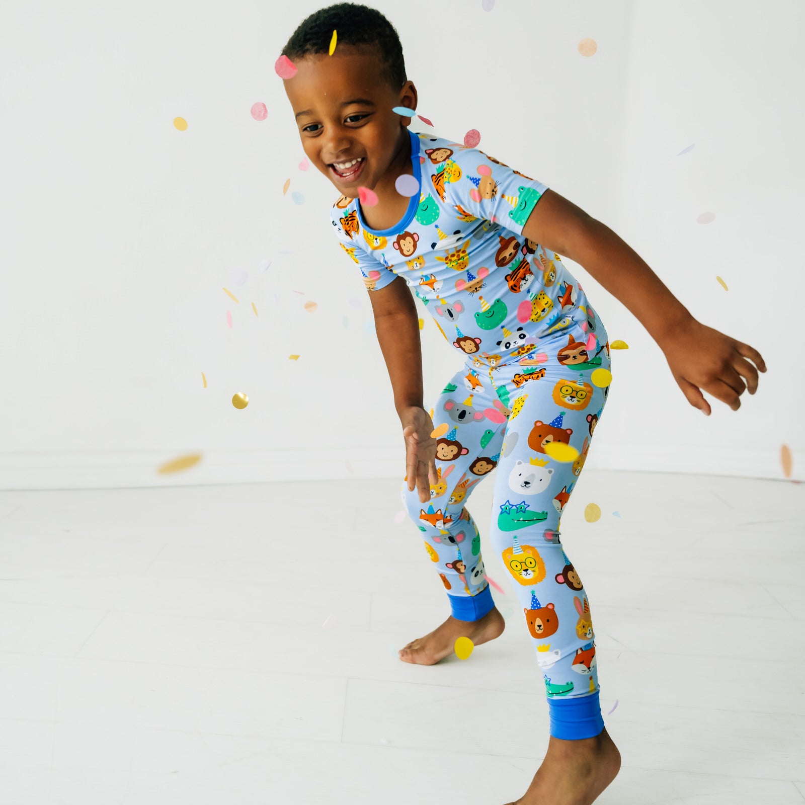 Blue Party Pals Two-Piece Short Sleeve Pajama Set - Image 3