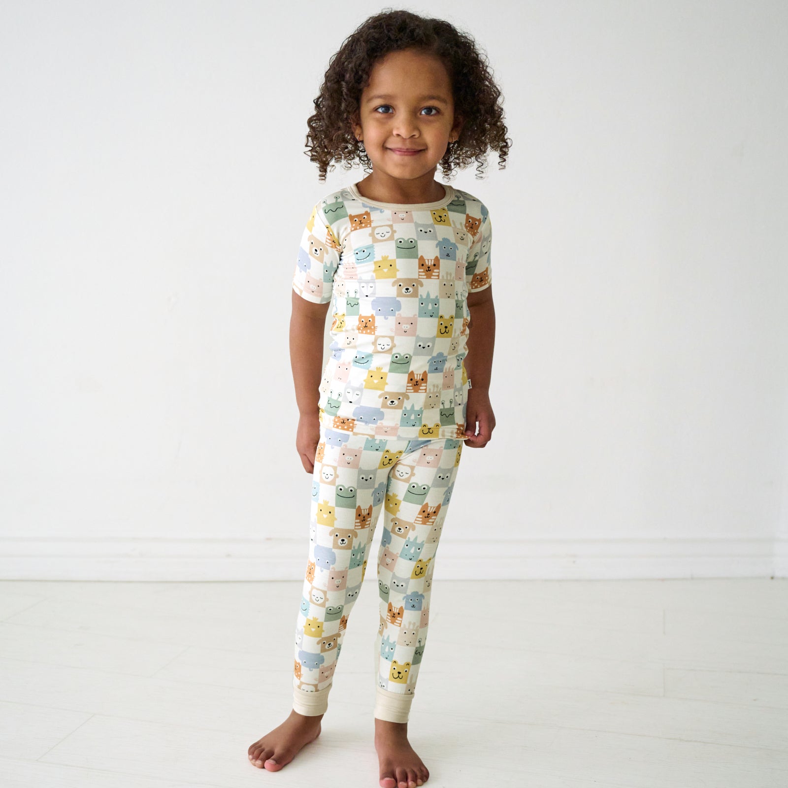 Check Mates Two-Piece Short Sleeve Pajama Set