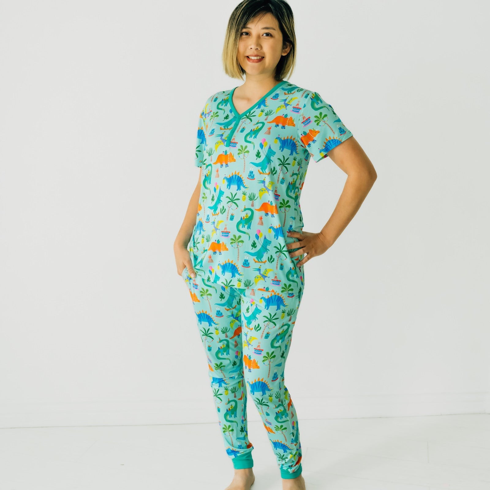 Prehistoric Party Women's Short Sleeve Pajama Top - Image 2