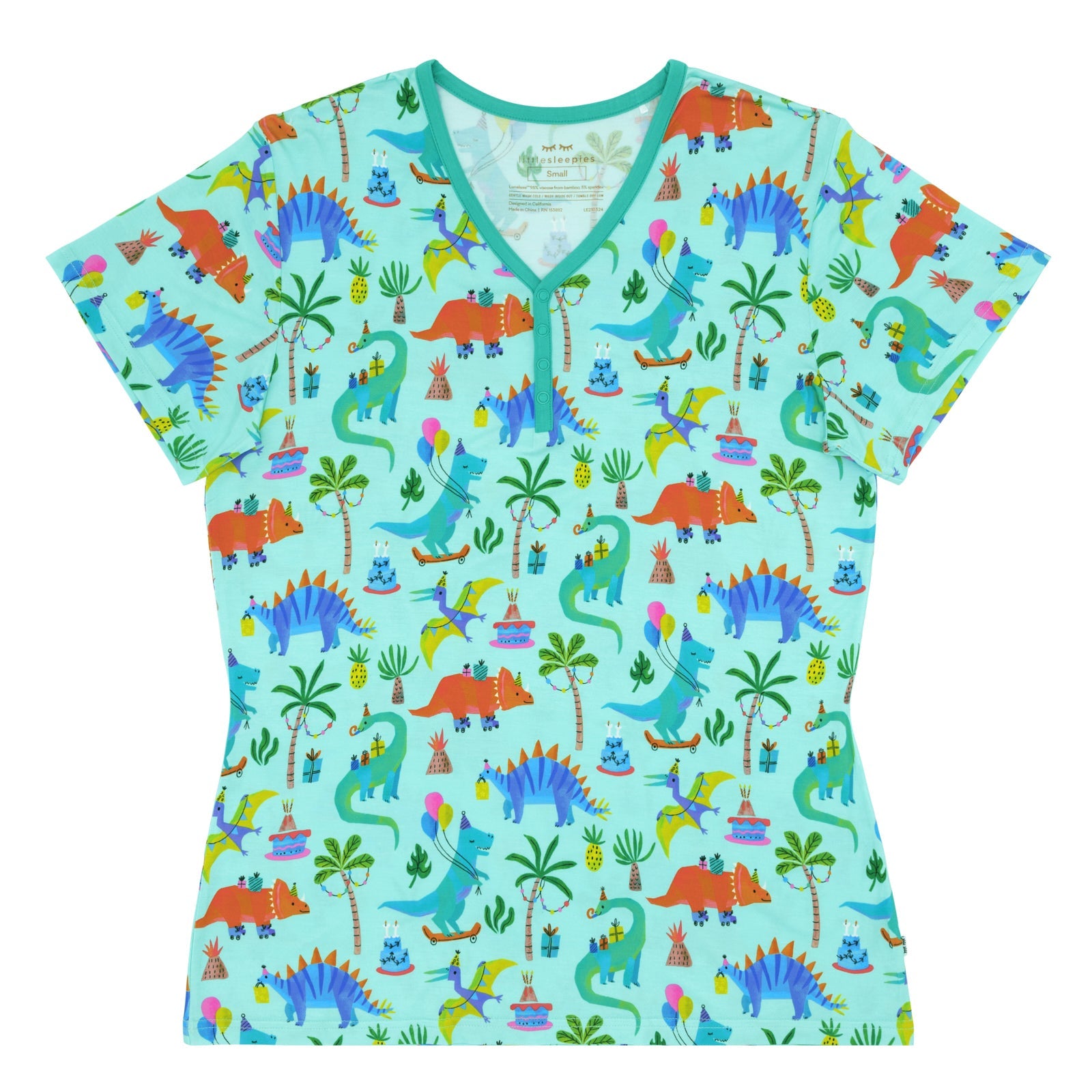 Prehistoric Party Women's Short Sleeve Pajama Top - Image 5