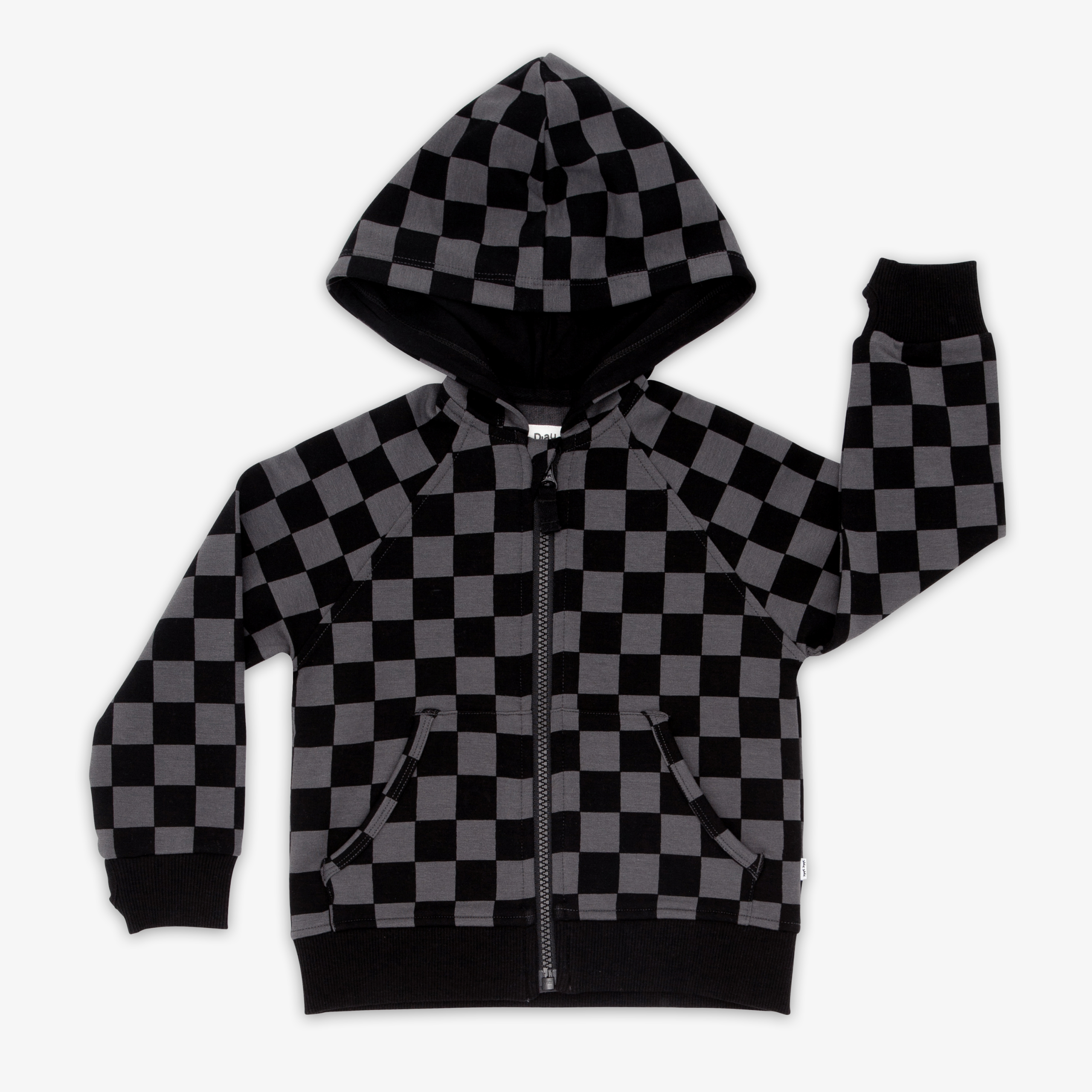 Monochrome Checks Zip Hoodie - Image 2