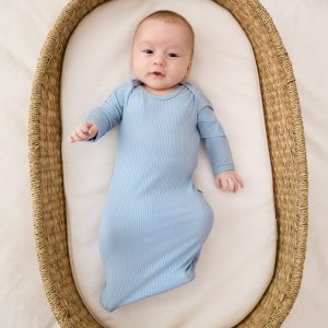 Light Fog Ribbed Infant Gown