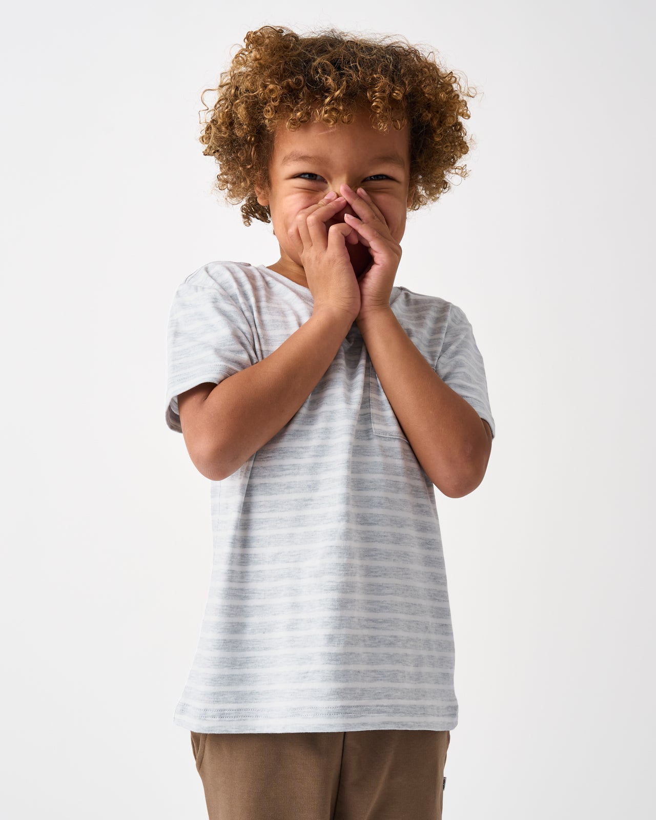 Light Heather Gray Stripe Relaxed Pocket Tee