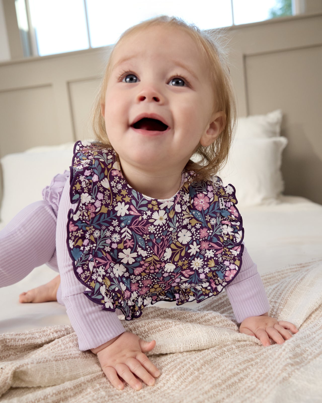 Midnight Petals Ruffle Bib
