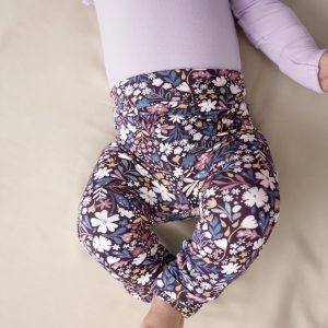 Midnight Petals Fold Over Legging