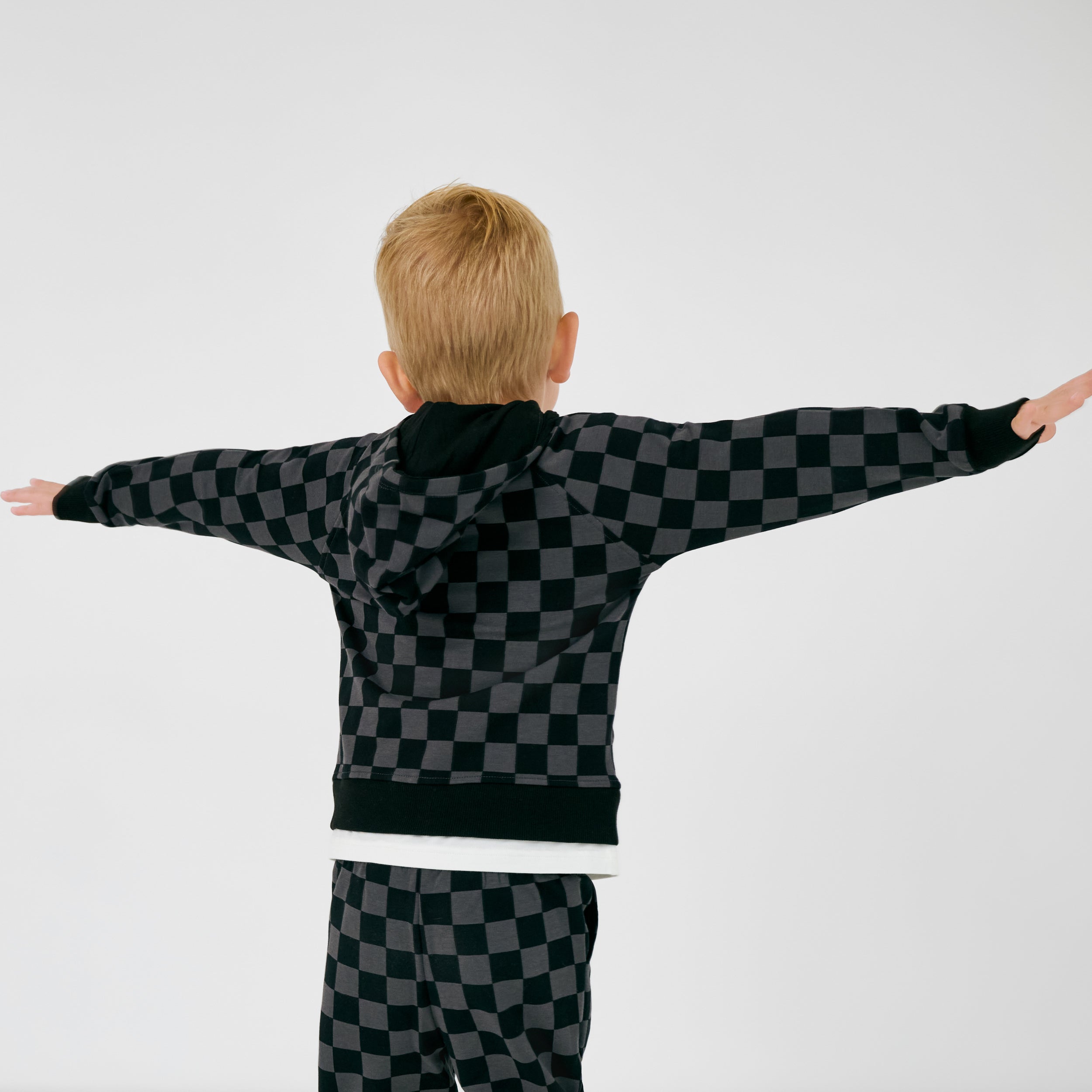 Monochrome Checks Zip Hoodie - Image 4